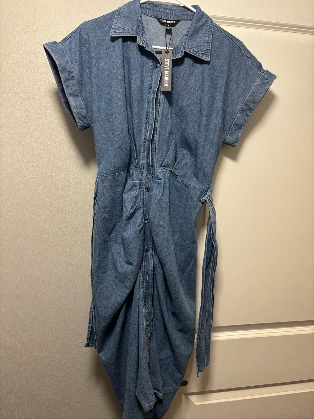 Steve Madden Light Blue Denim Midi Shirt Dress